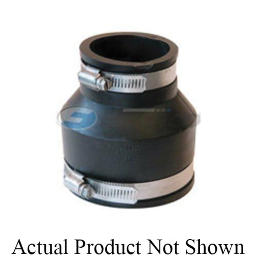 Transition Coupling, 3 x 2 in, Cast Iron/Plastic x Cast Iron/Plastic, Flexible PVC