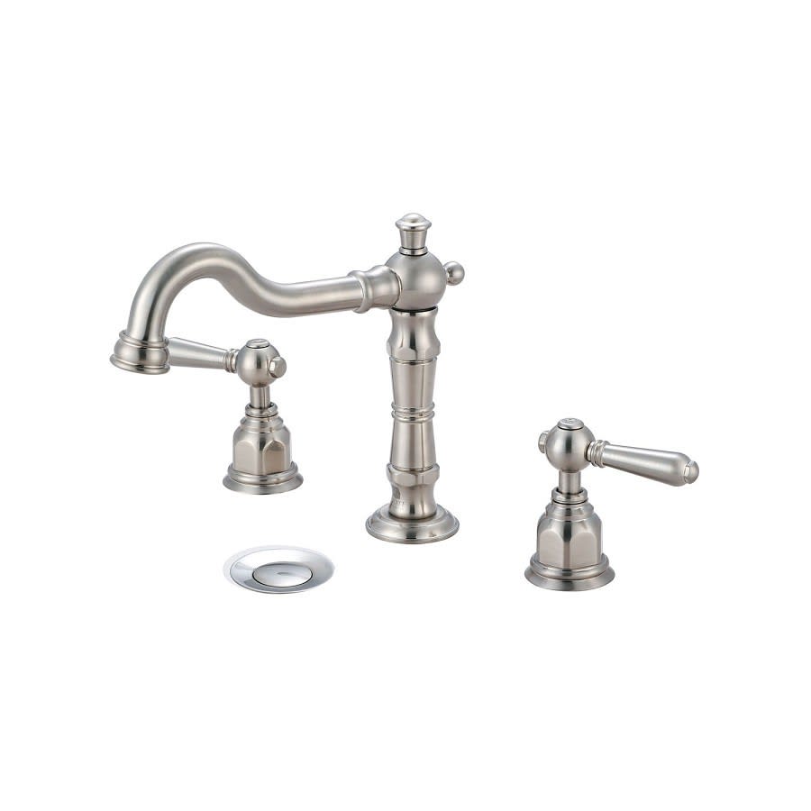 Americana Widespread Lavatory Faucet, ADA, 2 Handle, 3-Hole, 1.2 gpm, PVD Brushed Nickel