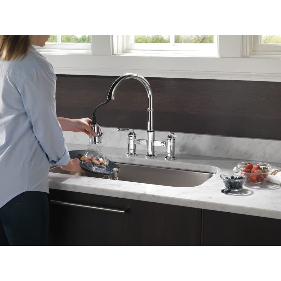 Broderick 1.8 GPM Widespread Bridge Pull Down Kitchen Faucet