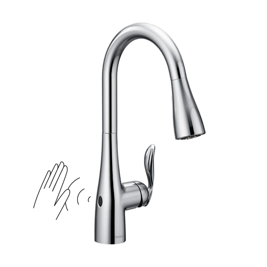 Arbor Pull-Down High Arc Kitchen Faucet with MotionSenseâ¢, Power Cleanâ¢, and Reflex⢠Technology - Includes Escutcheon Plate