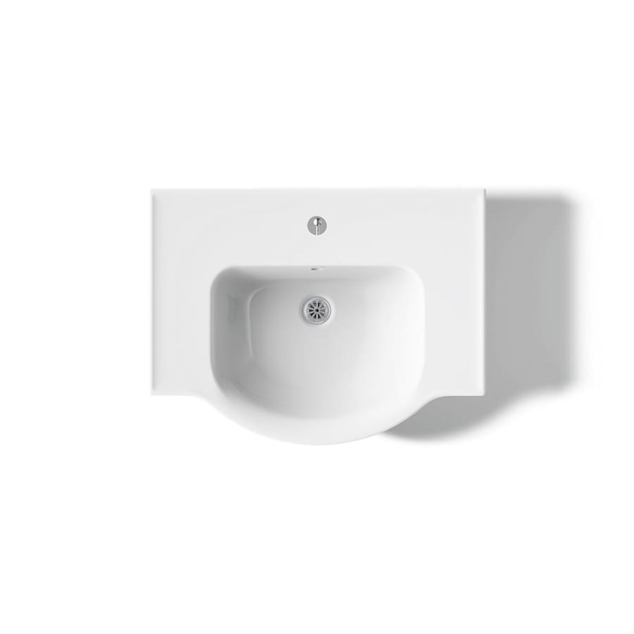 Veer 24" Pedestal Bathroom Sink Only with One Hole Drilled and Overflow