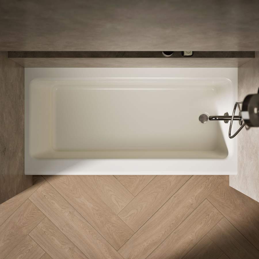 Bellwether Bath Tub 60" L x 30 1/4" W Cast Iron Soaking for Three Wall Alcove Installations with Integral Apron and Right Drain