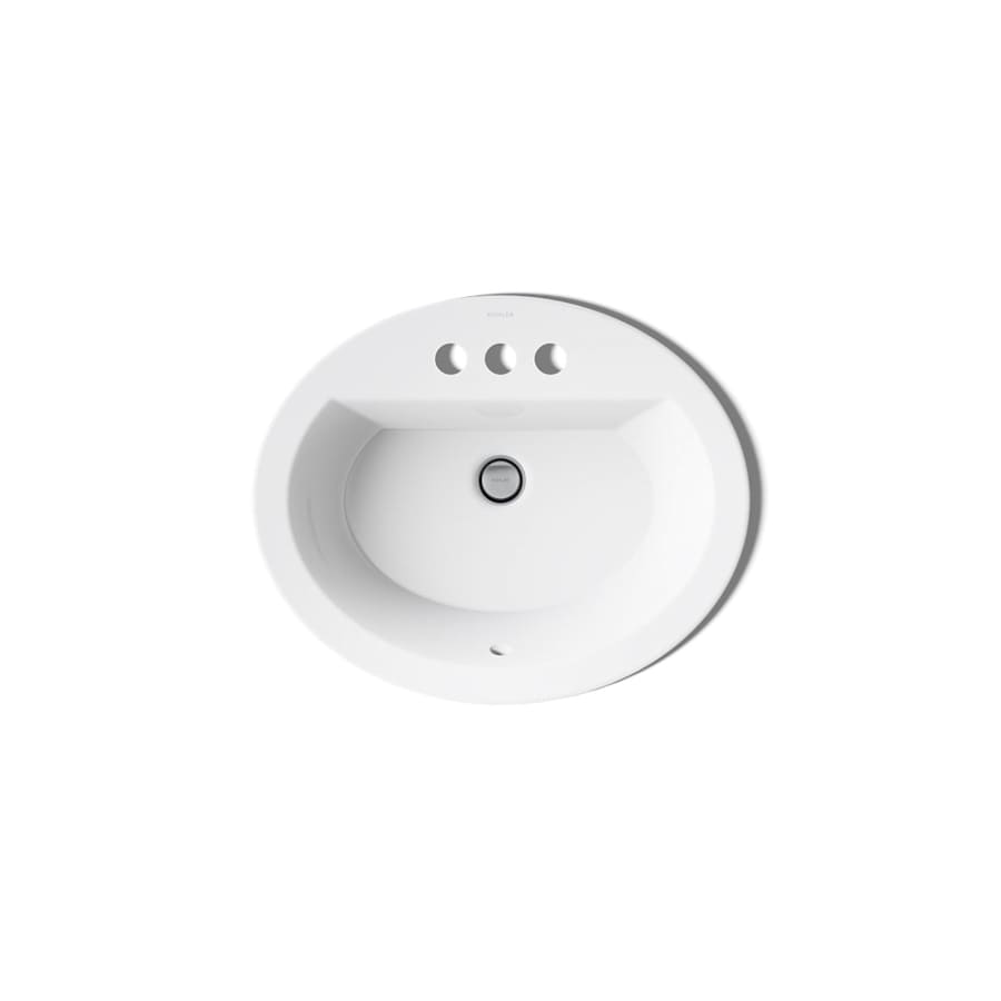 Bryant 20-1/8" Oval Vitreous China Drop In Bathroom Sink with Overflow and 3 Faucet Holes at 4" Centers
