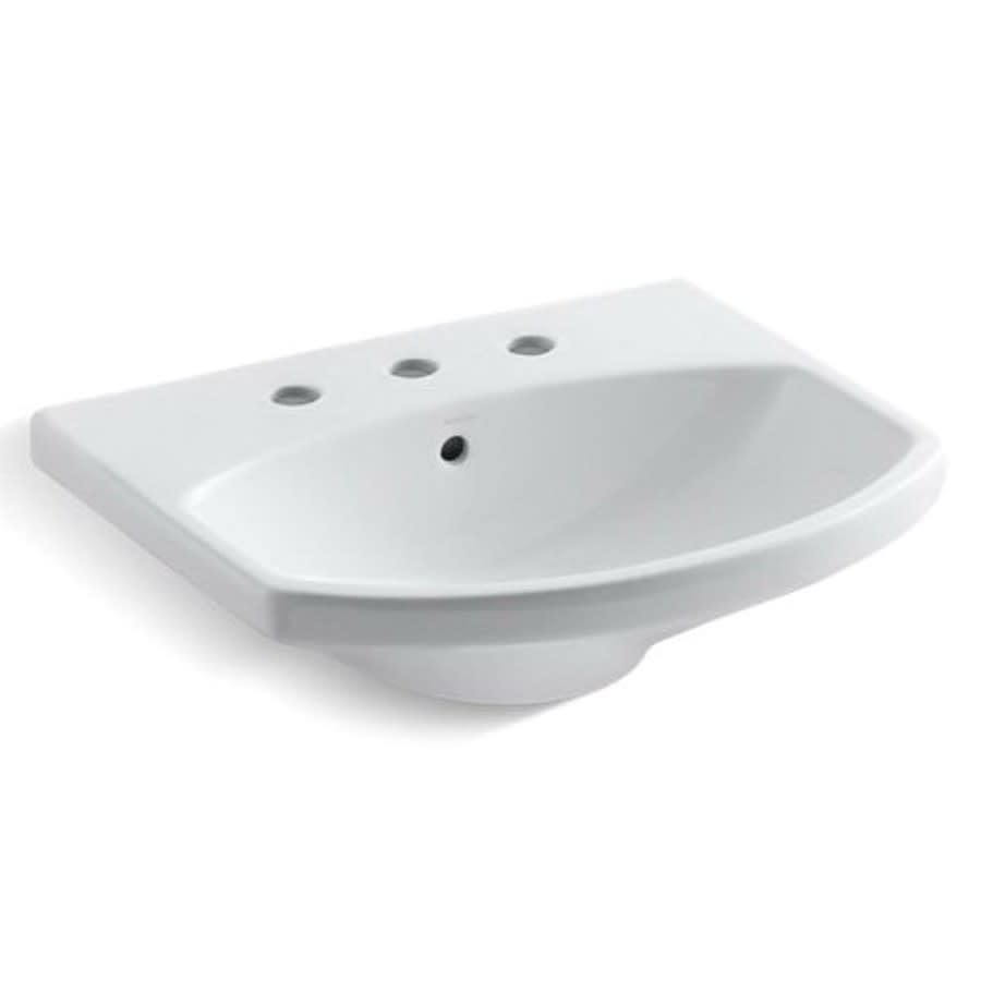Cimarron® Wall/Pedestal Mount Lavatory Sink, 22-3/4 x 18-7/8 x 7-11/16 in, Vitreous China, White