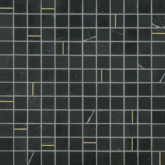 Ferrara Nero 1x1 Mosaic W-Brass Honed