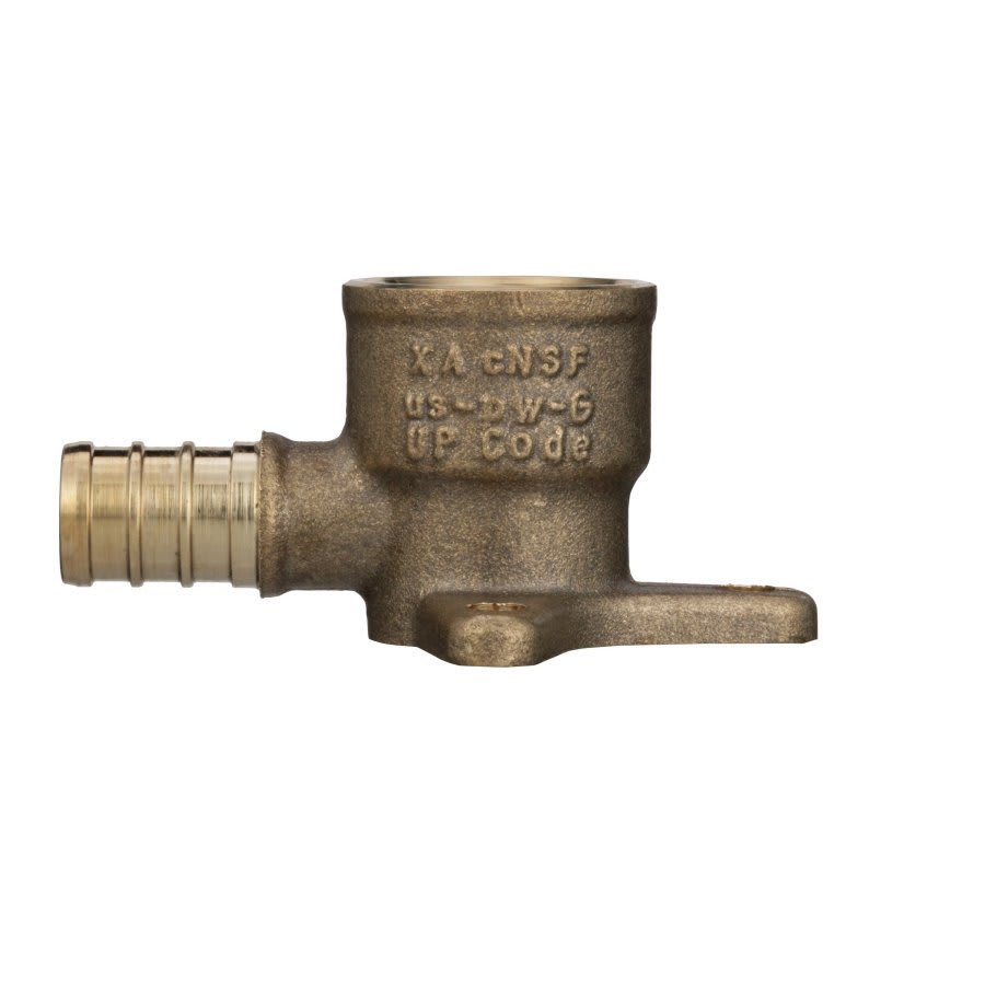 Drop Ear 90 deg Elbow, 1/2 in, Crimp PEX x FNPT, Brass