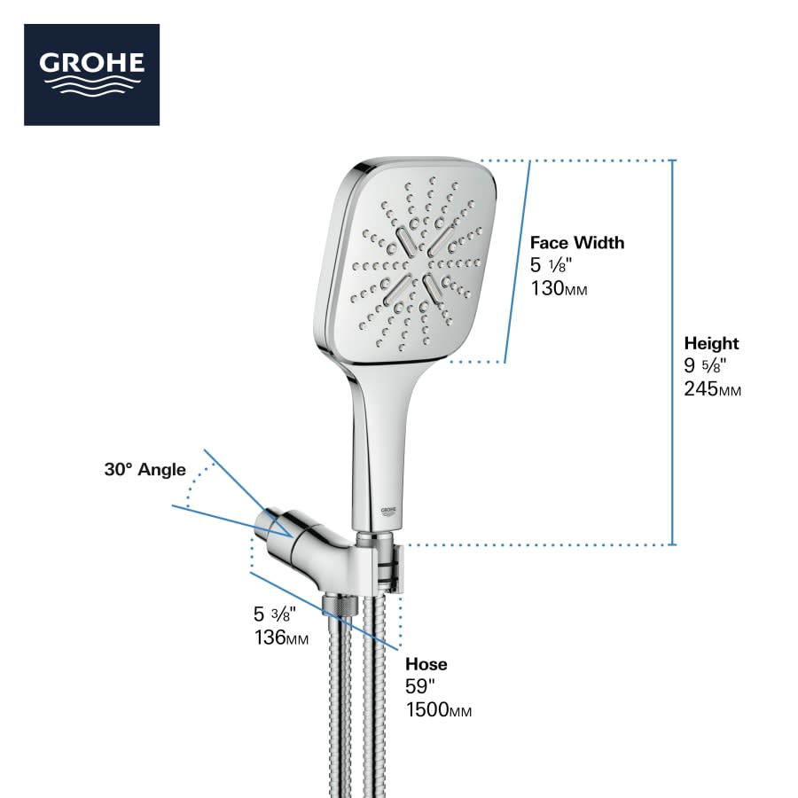 Rainshower 1.75 GPM Multi Function Hand Shower with StarLight, DreamSpray, EcoSpray and Speed Clean - Includes Hose
