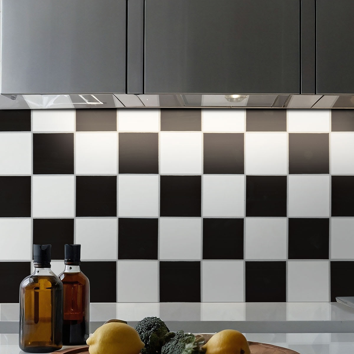 White and Black 4" Checkered Matte