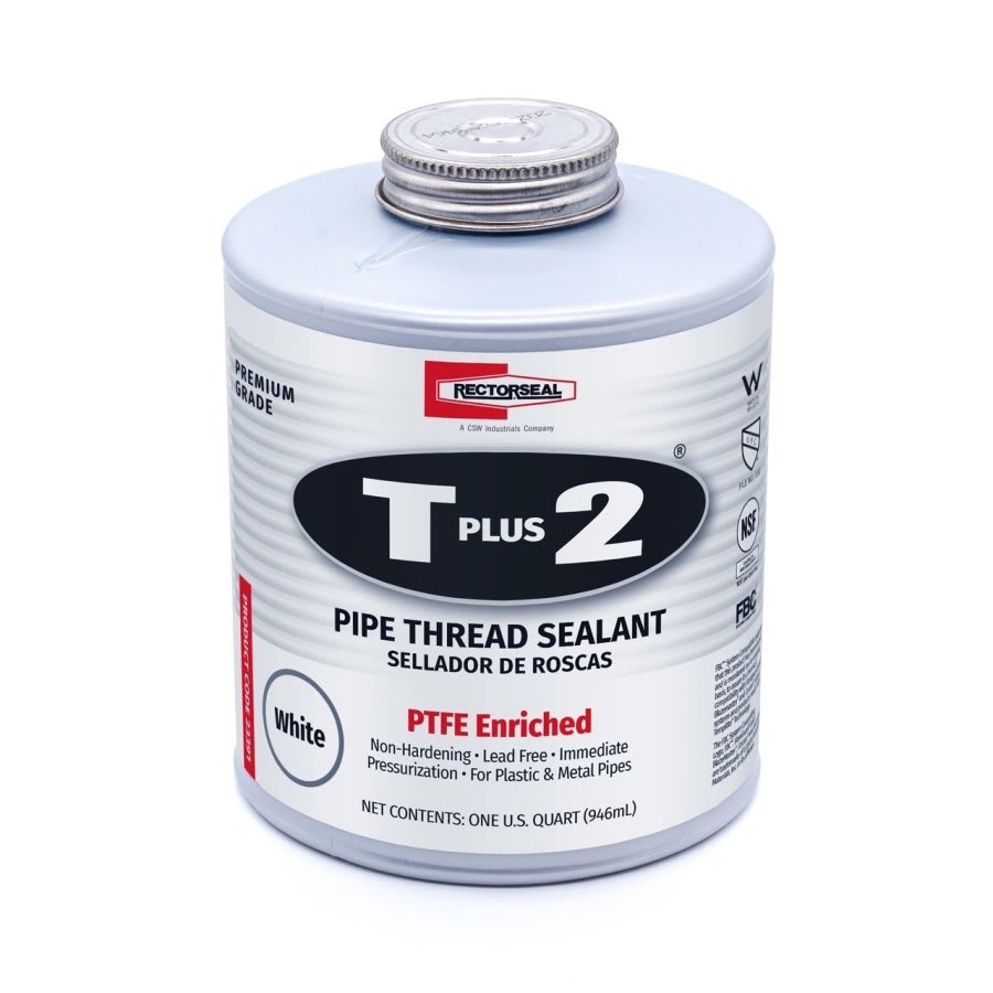 T Plus 2® Pipe Thread Sealant With PTFE, 1 qt Can, Paste, White