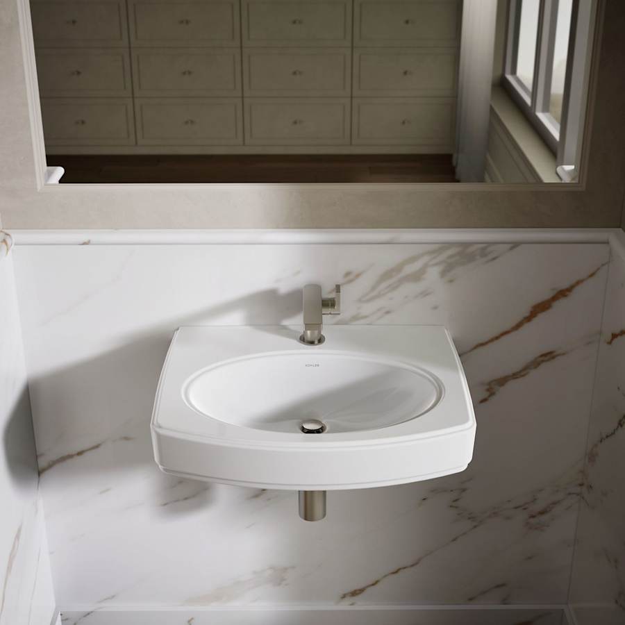 Pinoir 18" Wall Mounted Bathroom Sink with 1 Hole Drilled and Overflow
