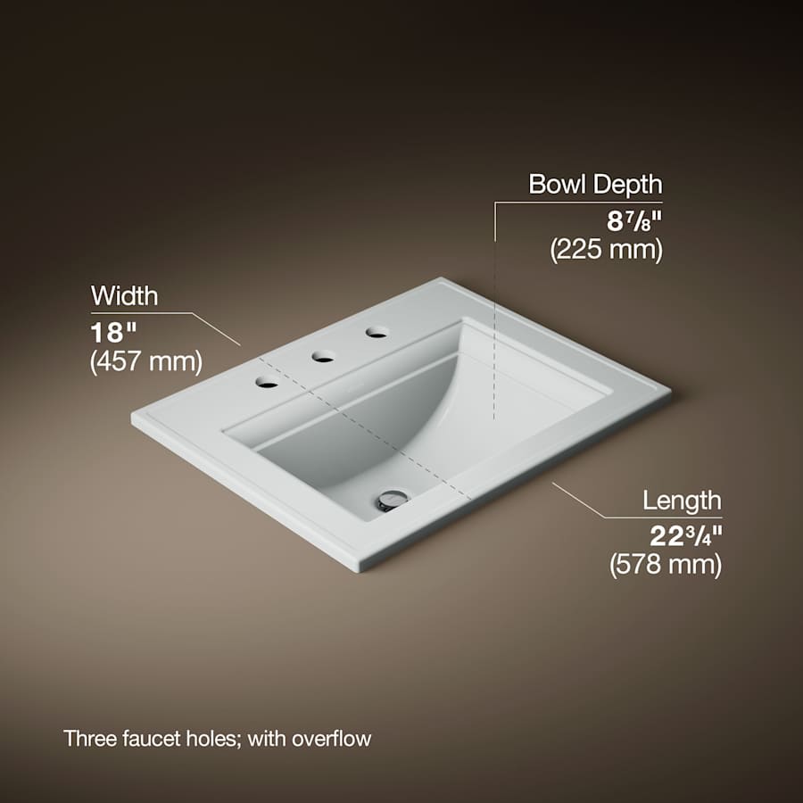 Memoirs Stately 17" Drop In Bathroom Sink with 3 Holes Drilled and Overflow