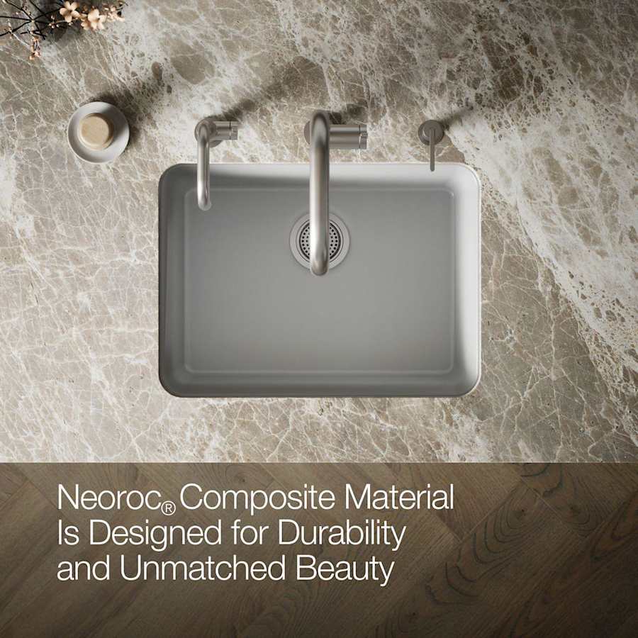 Cairn 24-1/2" Undermount Single Bowl Neoroc Granite Composite Kitchen Sink with Bottom Sink Rack