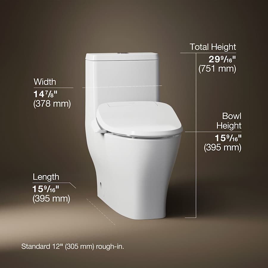 Reach 0.8 / 1.28 GPF Dual Flush One Piece Elongated Toilet with Actuator Flush - Less Seat