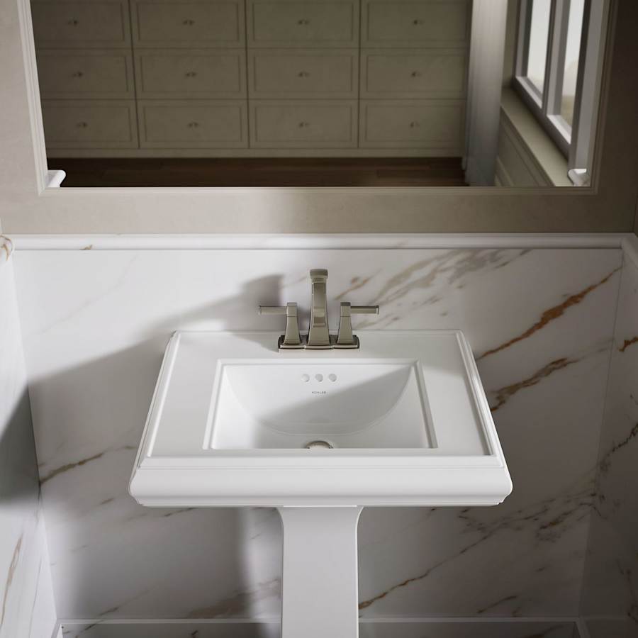 Memoirs Classic 24" Fireclay Pedestal Bathroom Sink with 3 Holes Drilled and Overflow