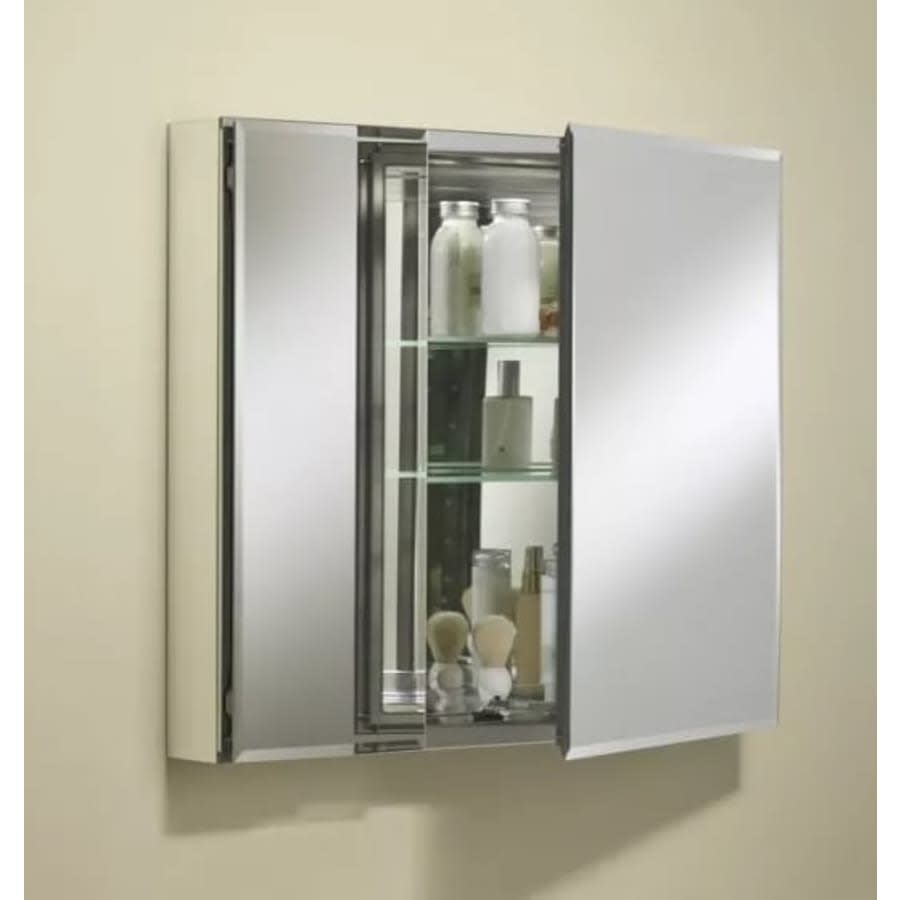 30" x 26" Double Door Reversible Hinge Frameless Mirrored Medicine Cabinet