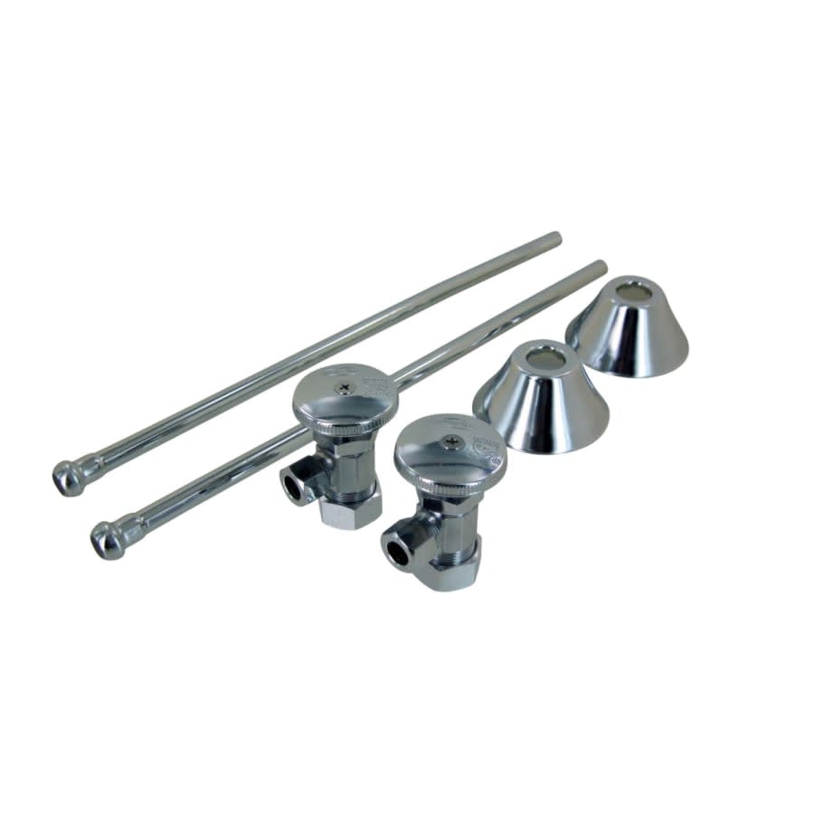 1/2" x 3/8" Straight Supply Stop Kit with Risers and Flanges - Pack of 2