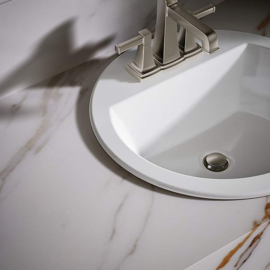 Bryant 18-7/8" Circular Vitreous China Drop In Bathroom Sink with Overflow and 3 Faucet Holes at 4" Centers