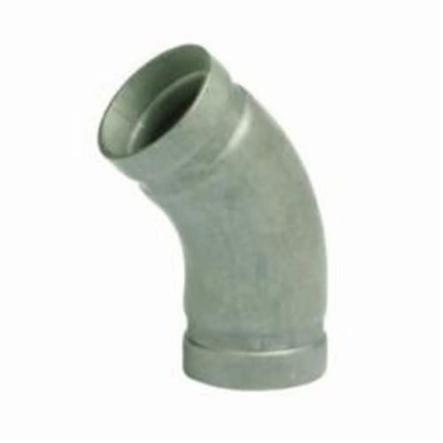45 deg Elbow, 4 in, Groove, 304/304L Stainless Steel, SCH 10