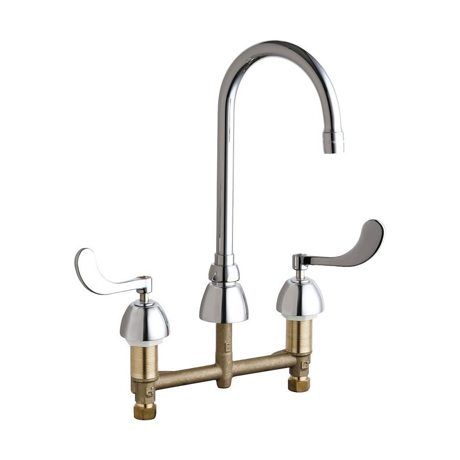 Kitchen Faucet, Deck Mount, ADA, 2 Blade Handle, 3-Hole, Polished Chrome