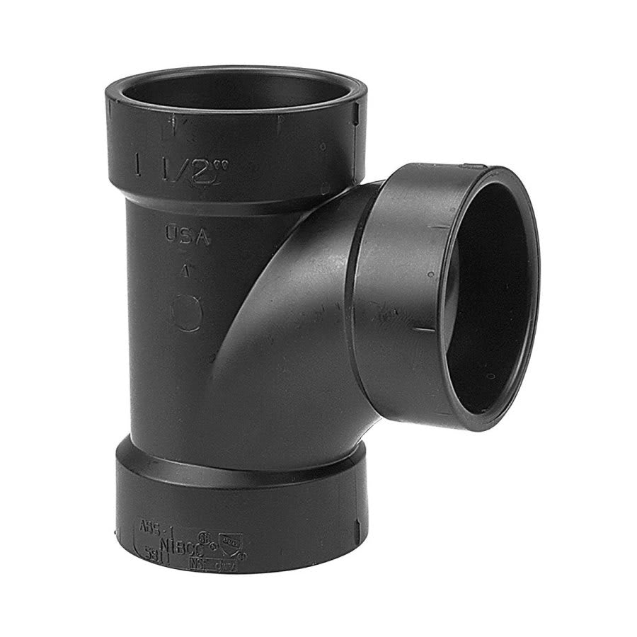 DWV Sanitary Tee, 6 x 4 in, Hub, ABS