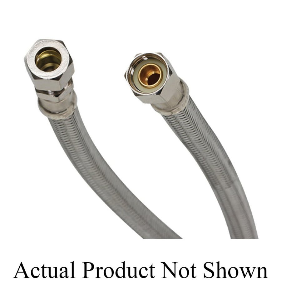 Flexible Water Supply, 3/8 in, Comp, 16 in L, Stainless Steel