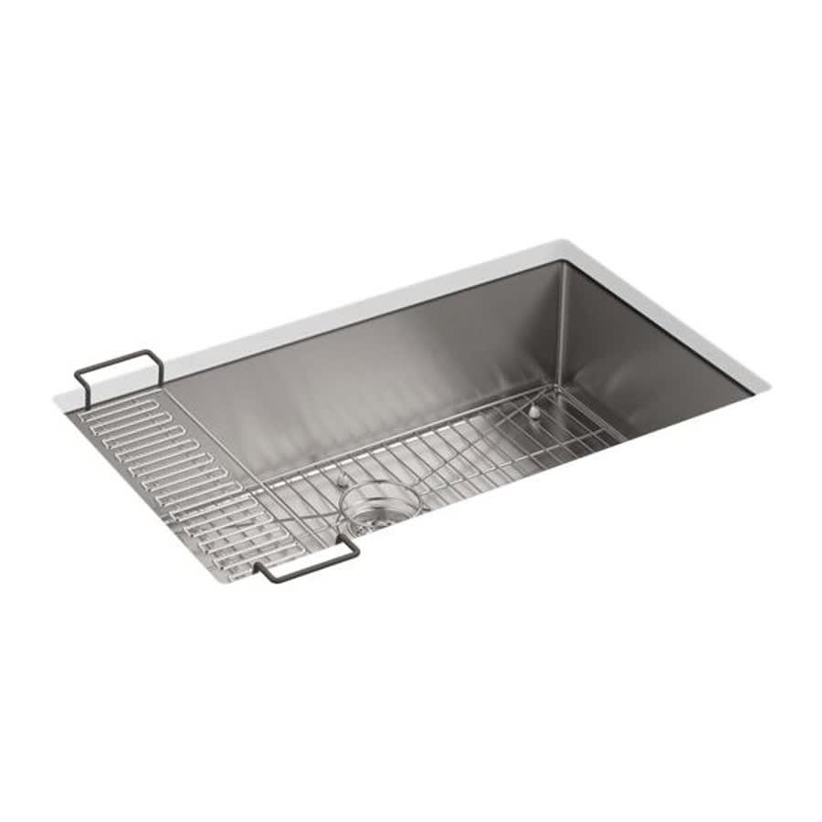 Strive™ Single Bowl Kitchen Sink, Under Mount, 32 x 18-5/16 in, 9-5/16 in Bowl Depth, 16 ga Satin Steel, Stainless