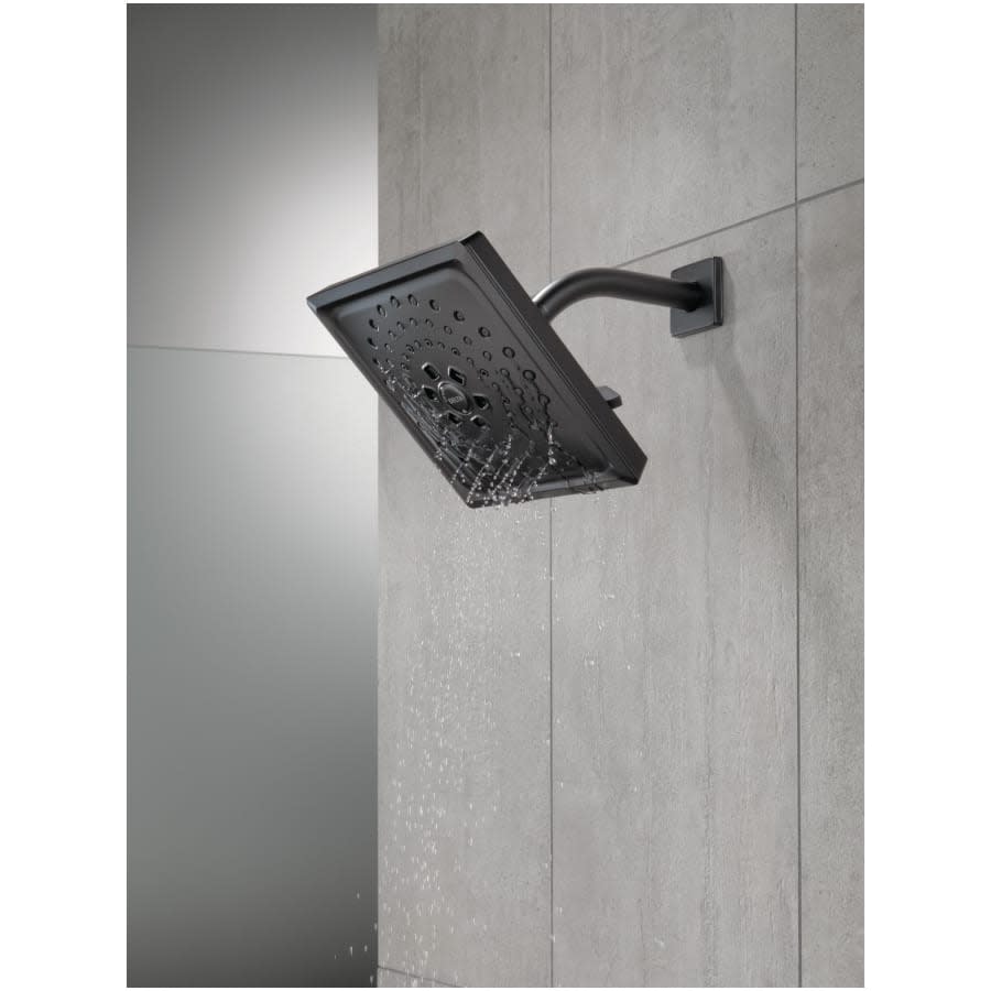 Universal Showering 7-5/8" Square 1.75 GPM Shower Head Full Spray Pattern with Touch Clean and H2Okinetic Technology