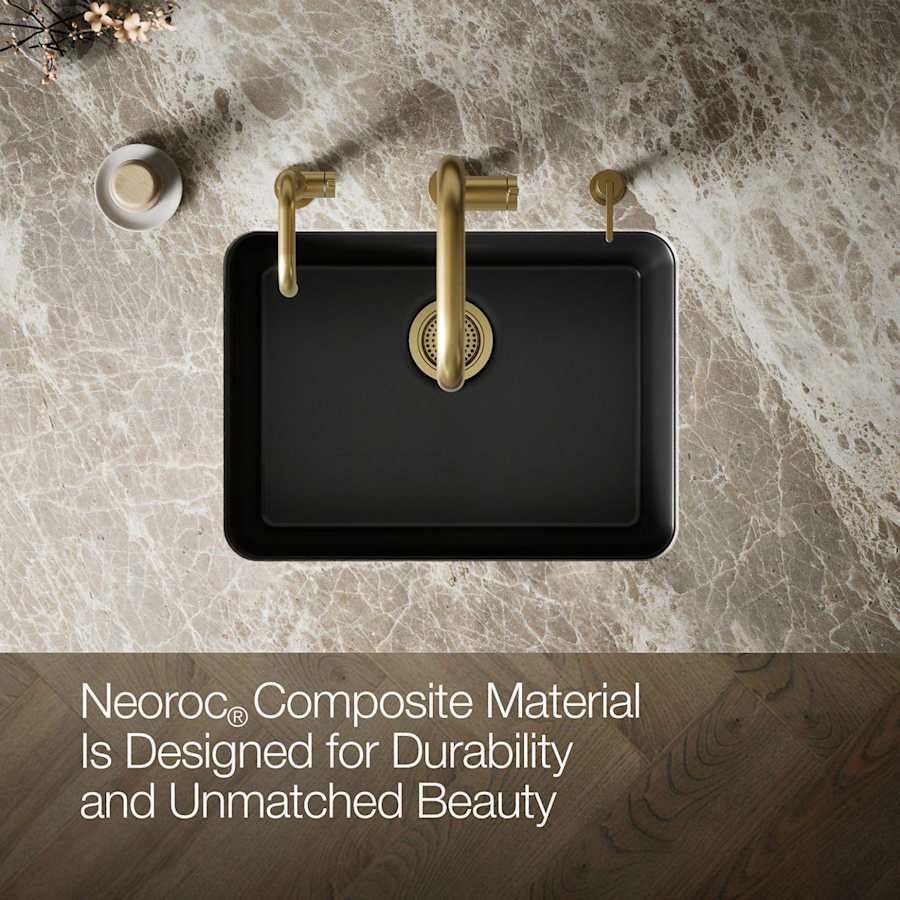 Cairn 24-1/2" Undermount Single Bowl Neoroc Granite Composite Kitchen Sink with Bottom Sink Rack