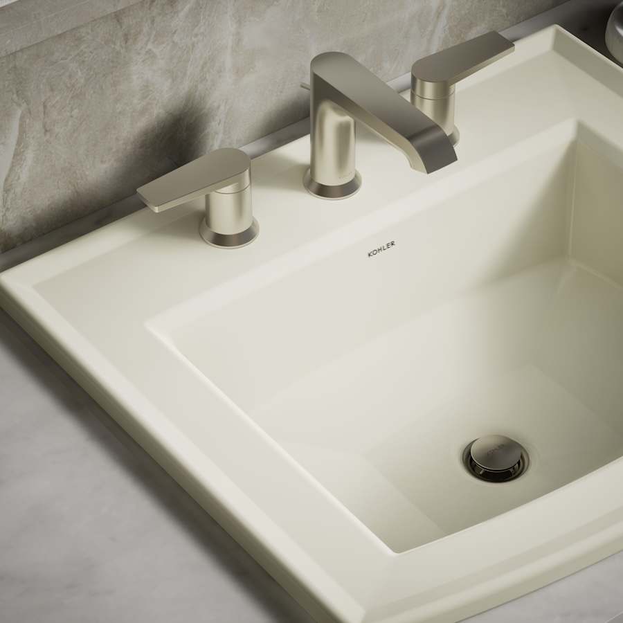 Archer 22-5/8" Drop In Bathroom Sink with 3 Holes Drilled and Overflow
