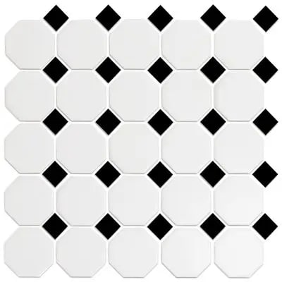 MG SN WH 12X12 W/ BLK OCT MOSAIC