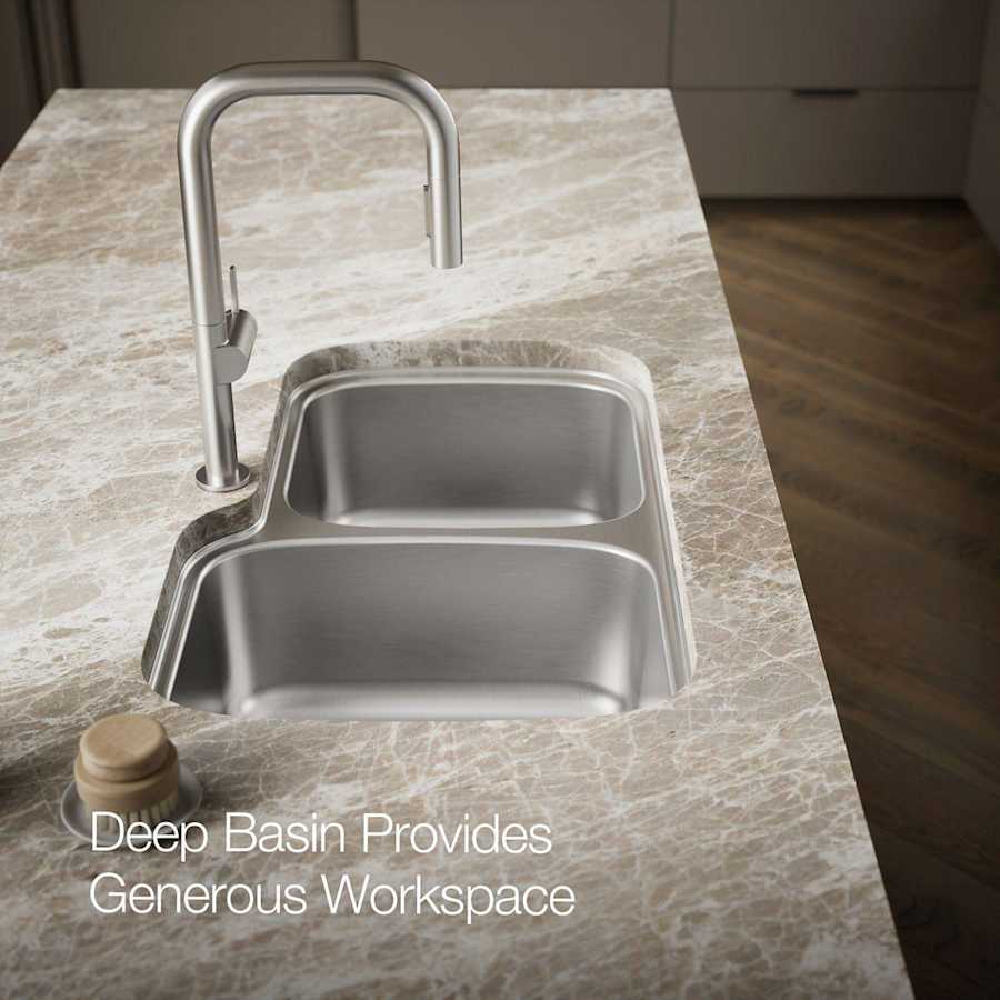 Verse 33" Double Basin Drop-In or Undermount Stainless Steel Kitchen Sink with SilentShield