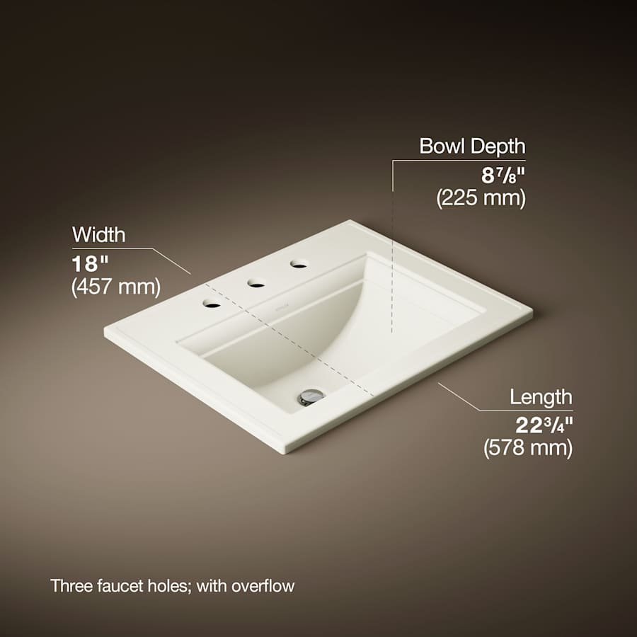 Memoirs Stately 17" Drop In Bathroom Sink with 3 Holes Drilled and Overflow