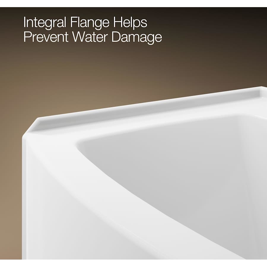 60" Three Wall Alcove Curved Apron Soaking Tub with Right Hand Drain