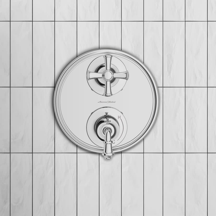 Delancey 3 Function Pressure Balanced Valve Trim Only with Double Cross Handle, Integrated Diverter - Less Rough In