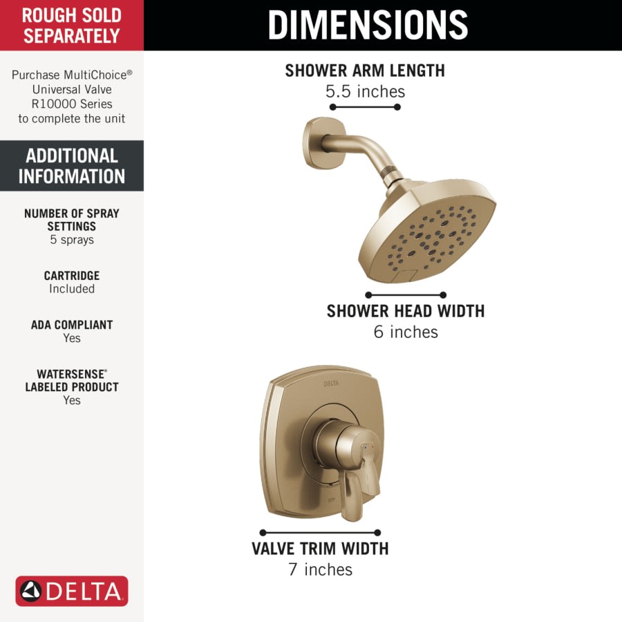 Stryke Monitor 17 Series Dual Function Pressure Balanced Shower Only with Integrated Volume Control - Less Rough-In Valve