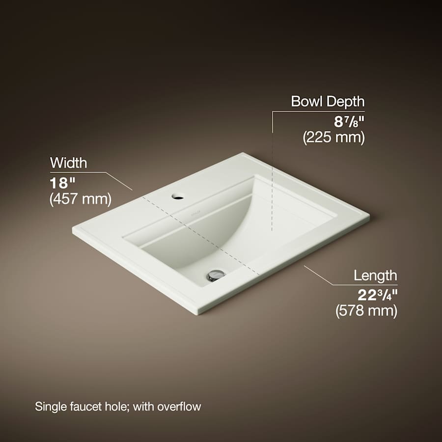 Memoirs Stately 17" Drop In Bathroom Sink with 1 Hole Drilled and Overflow