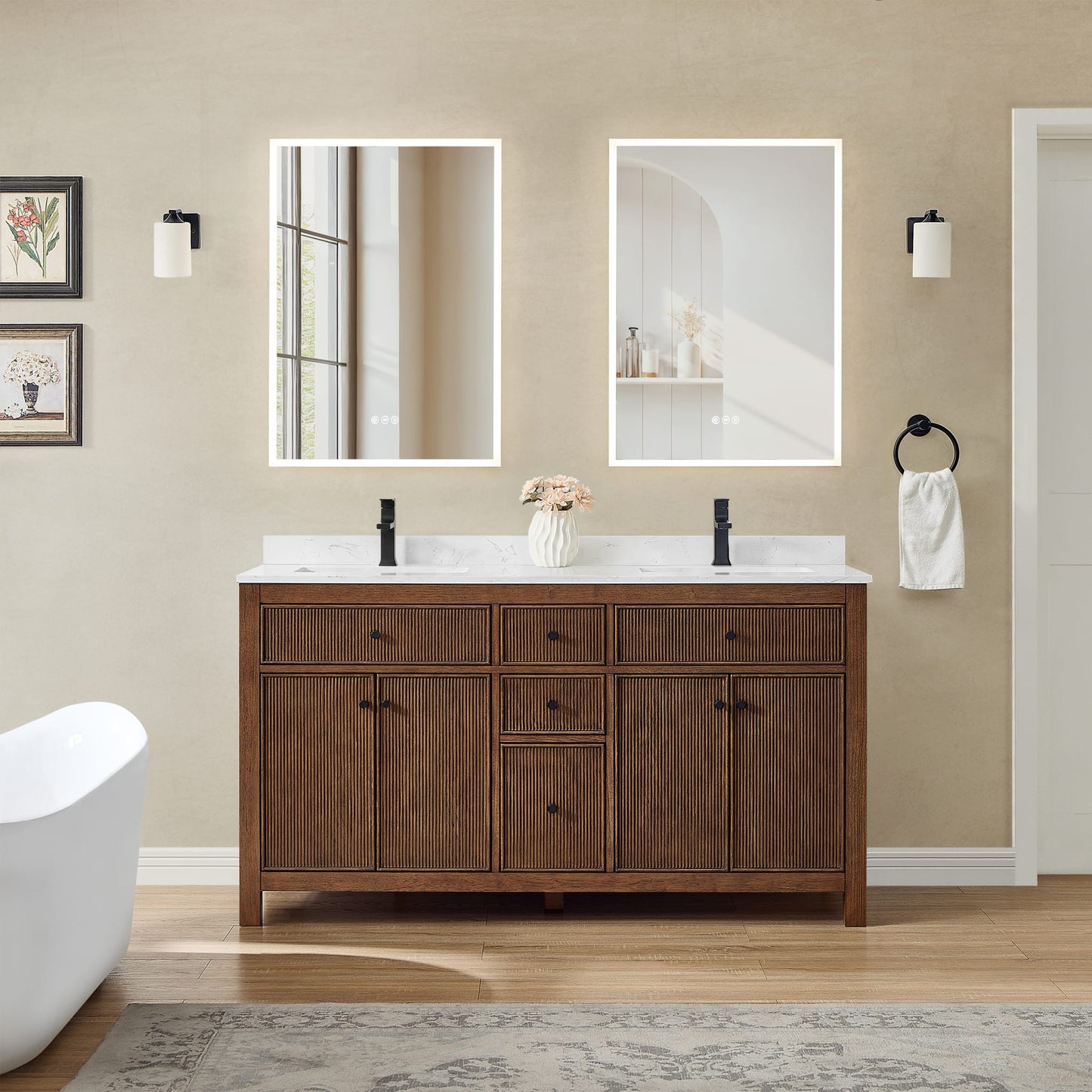 Pendry Double Bathroom Vanity - 60W x 35H x 22D