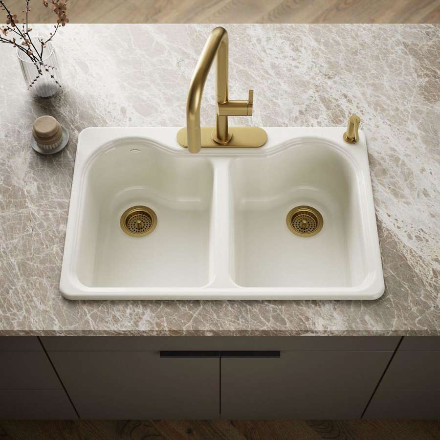 Hartland 33" Double Basin Top-Mount Enameled Cast-Iron Kitchen Sink