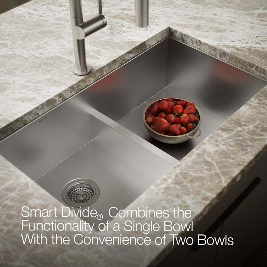 Vault 33" Double Basin Top-Mount/Under-Mount 18-Gauge Stainless Steel Kitchen Sink with Smart Divide