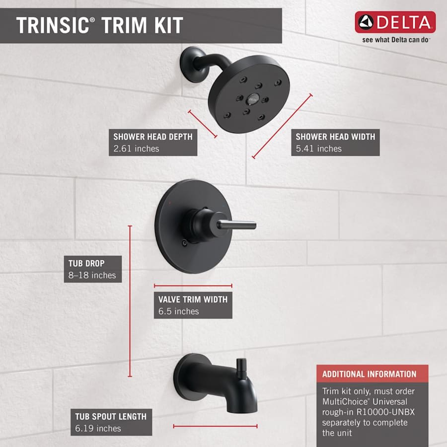 Trinsic Monitor 14 Series Single Function Pressure Balanced Tub and Shower - Less Rough-In Valve