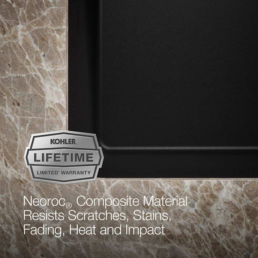 Cairn 33-1/2" Undermount Single Bowl Neoroc Granite Composite Kitchen Sink with Bottom Sink Rack