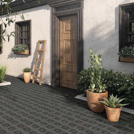 Moroccan Concrete Charcoal Square 24X24 Matte
