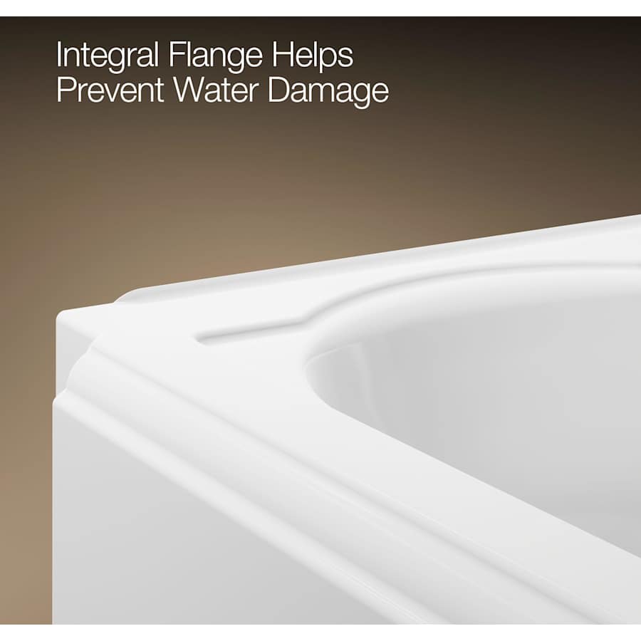 Memoirs Collection 60" Three Wall Alcove Cast Iron Three Wall Alcove Soaking Bath Tub with Right Hand Drain