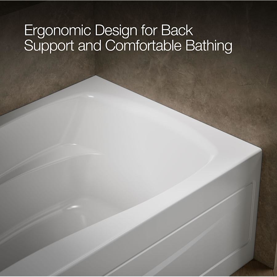 Mariposa Collection 60" Three Wall Alcove Soaking Bath Tub with Left Hand Drain, Apron, Tile Flange and Textured Bottom