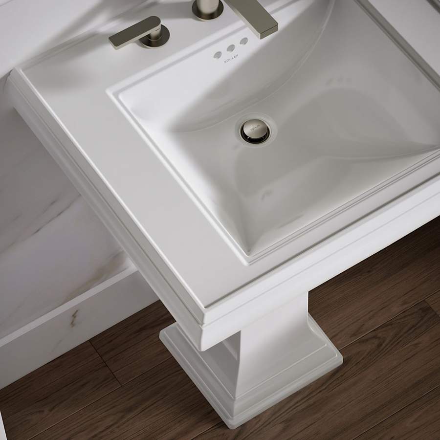 Memoirs Classic 27" Fireclay Pedestal Bathroom Sink with 3 Holes Drilled and Overflow