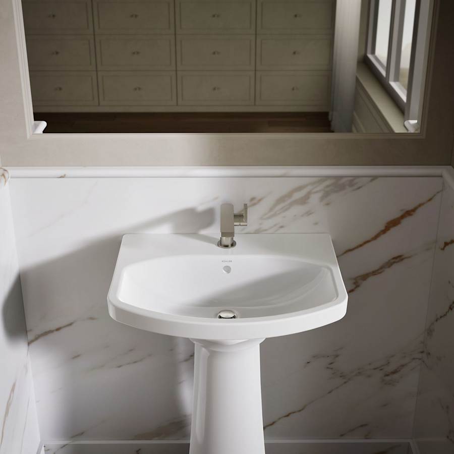Cimarron 21" Pedestal Bathroom Sink with 1 Hole Drilled and Overflow