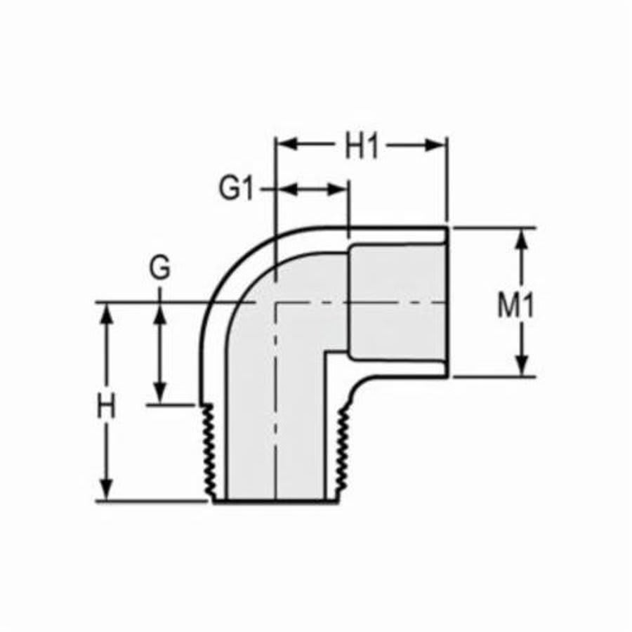 90 deg Elbow, 2 in, Socket x MNPT, SCH 40/STD, PVC
