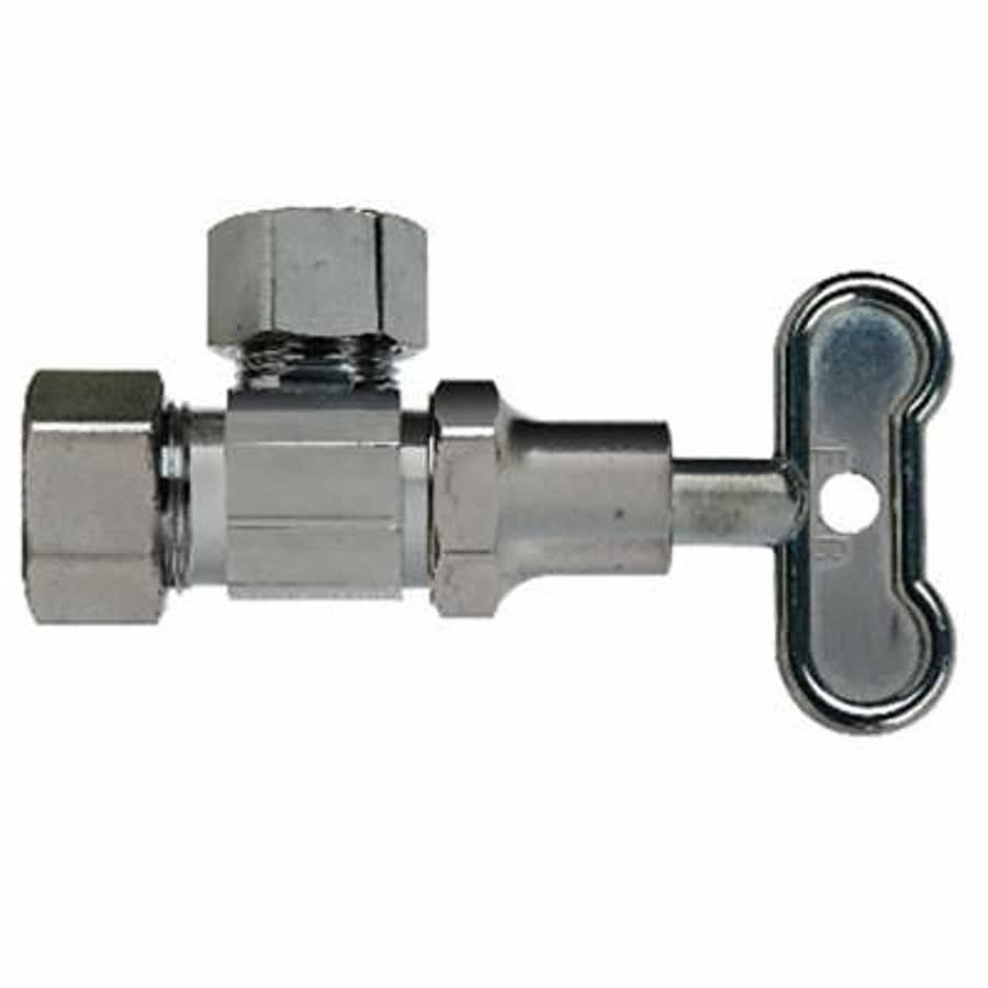 Quarter Turn Angle Stop, Loose Key, 5/8 x 1/2 in, Comp, Chrome