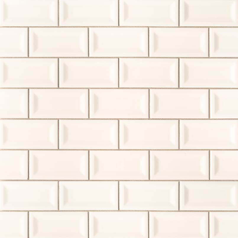 Almond Glossy Inverted Beveled Tile