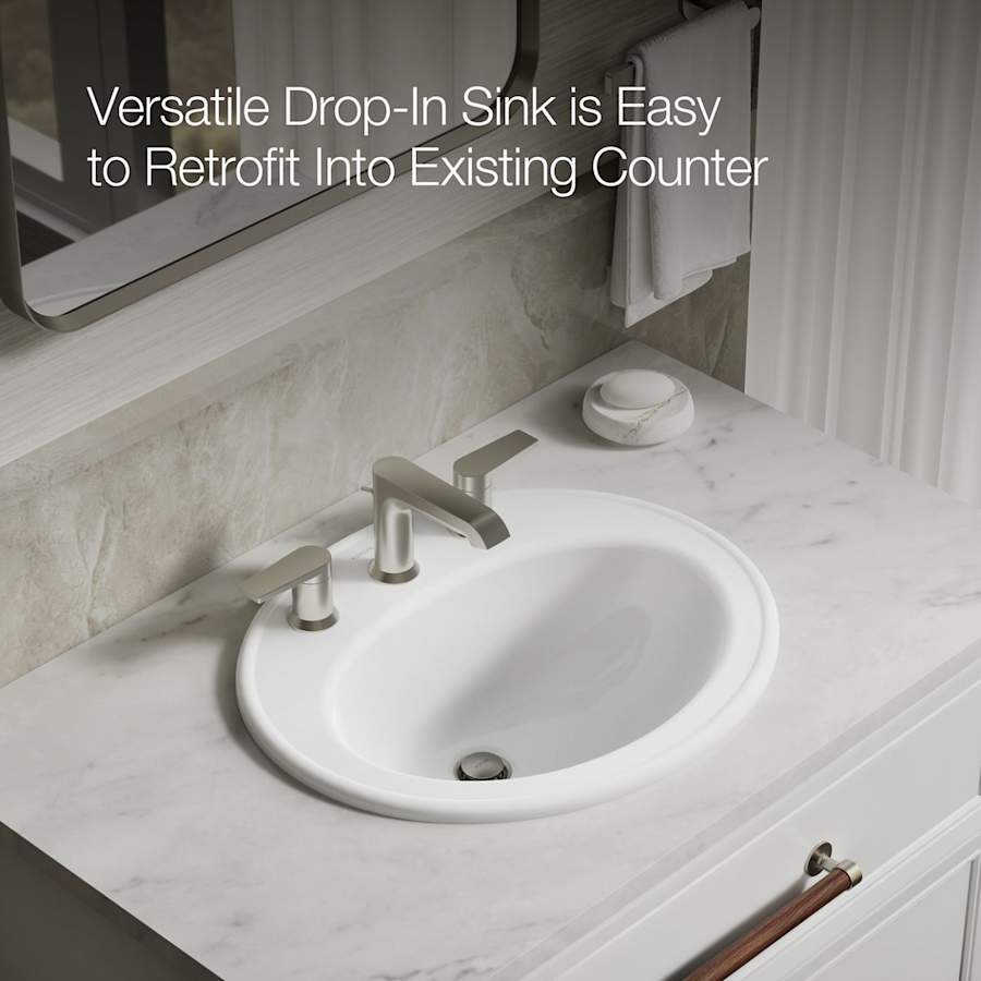 Pennington 16" Drop In Bathroom Sink with 3 Holes Drilled and Overflow